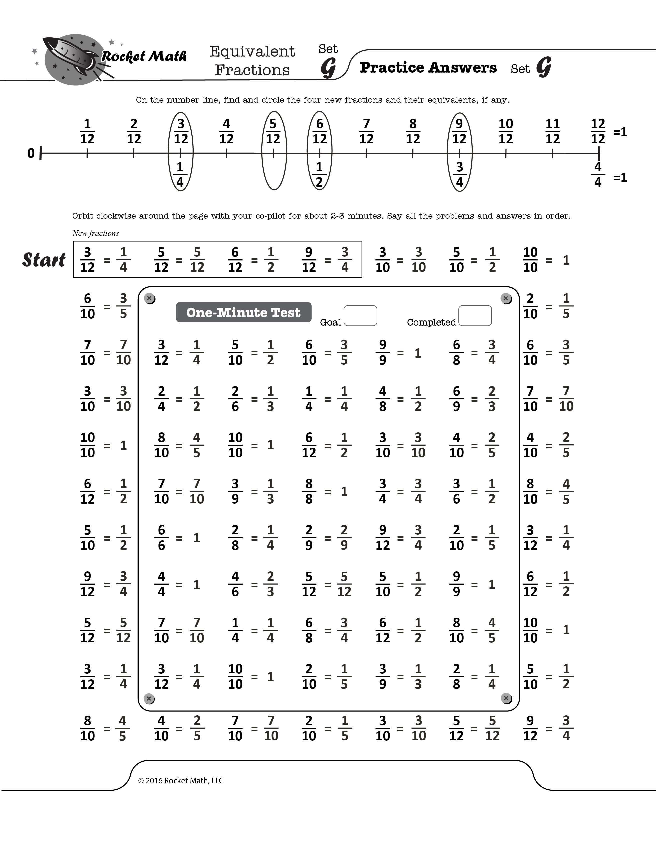 Equivalent Fractions Rocket Math